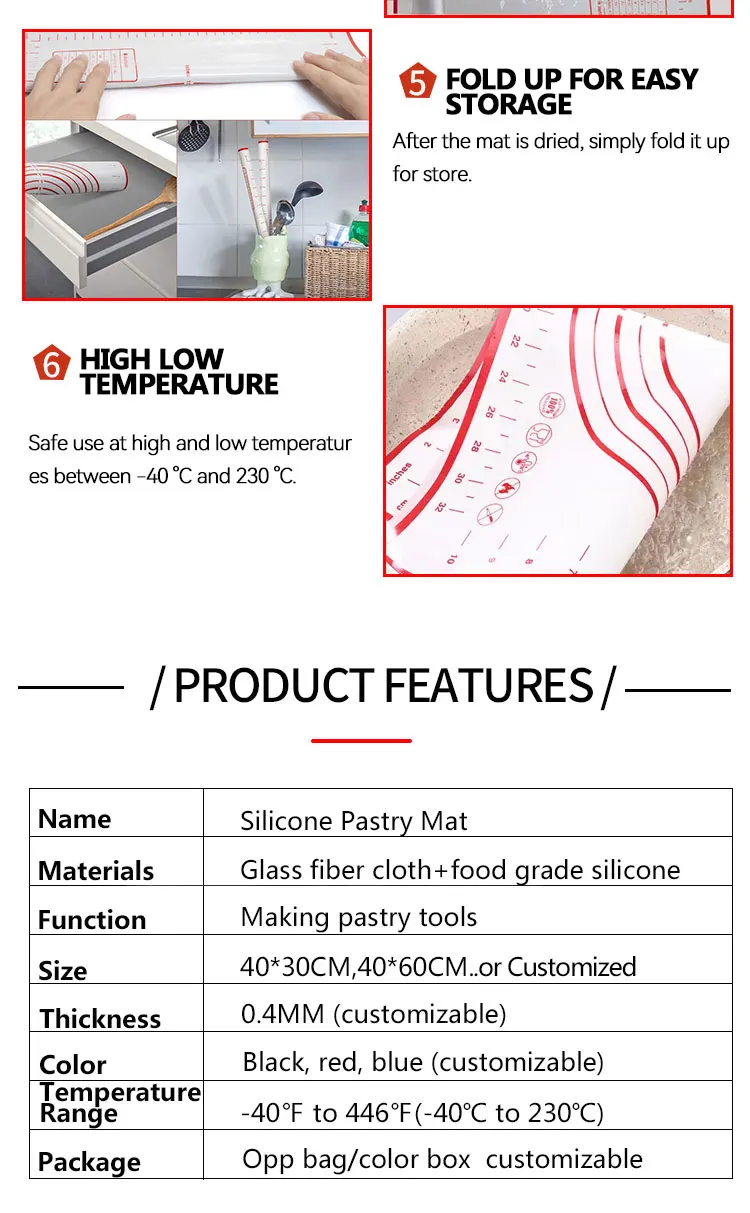 Silicone Baking Pastry Mat With Measurement Non-slip Silicone Pad For ...