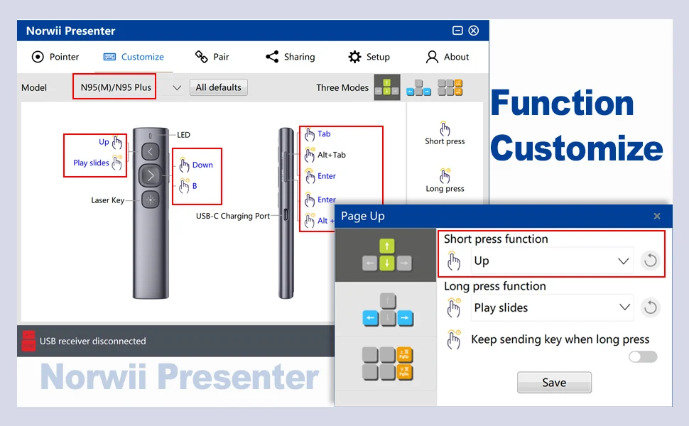 Norwii N95 Clicker De Présentation, PowerPoint Clicker Pour
