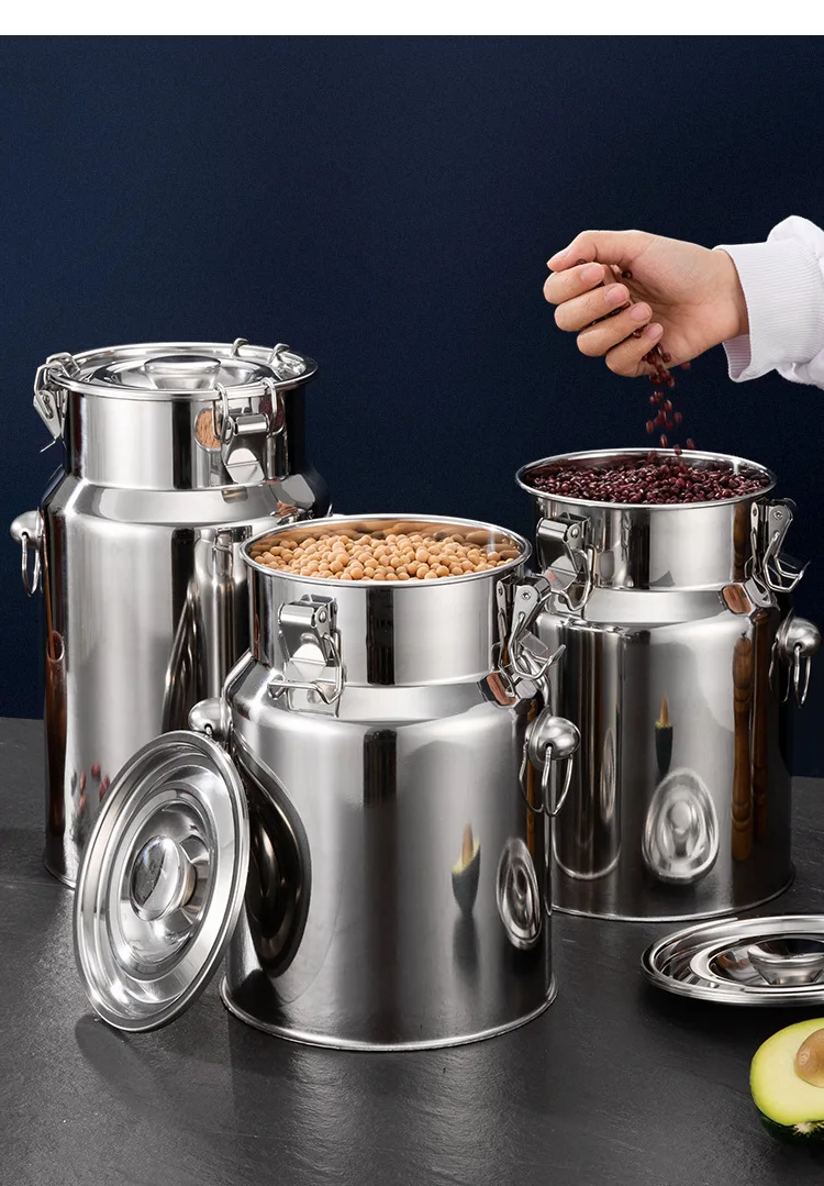 New Arrival Container with Buckle Dustproof Moisture-proof Stainless Steel sealed Pet Food Storage Container