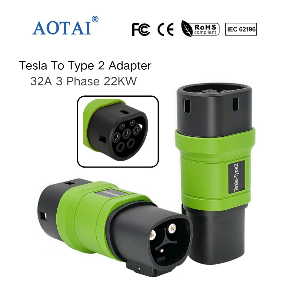 Adaptateur AOTAI Tesla vers Type 2, adaptateur de prise de charge EV, convertisseur pour véhicules électriques Type2