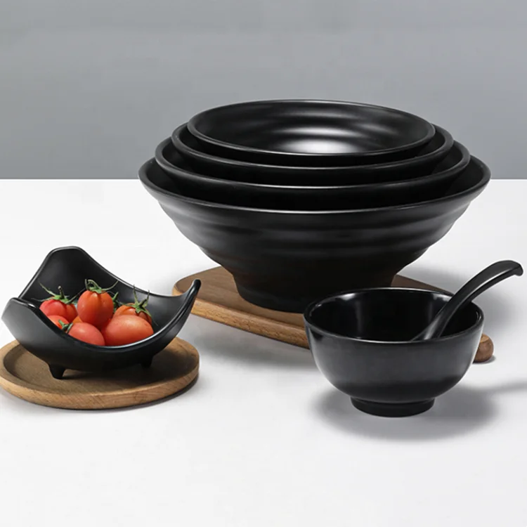 KOKOBASE Bol en plastique authentique oriental pour nouilles ramen noir
