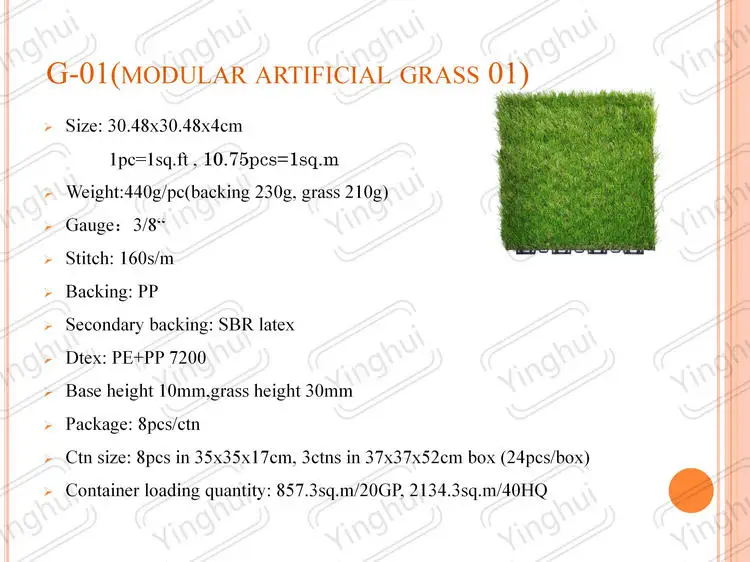 Modular Artificial Grass Turf Indoor Tiles Floor With PP Plastic Base for Balcony Garden