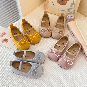 2026 Spring Collection Children's Leather Bowknot Loafers Girls' Princess Flat Shoes for Babies Fashionable Single Shoes