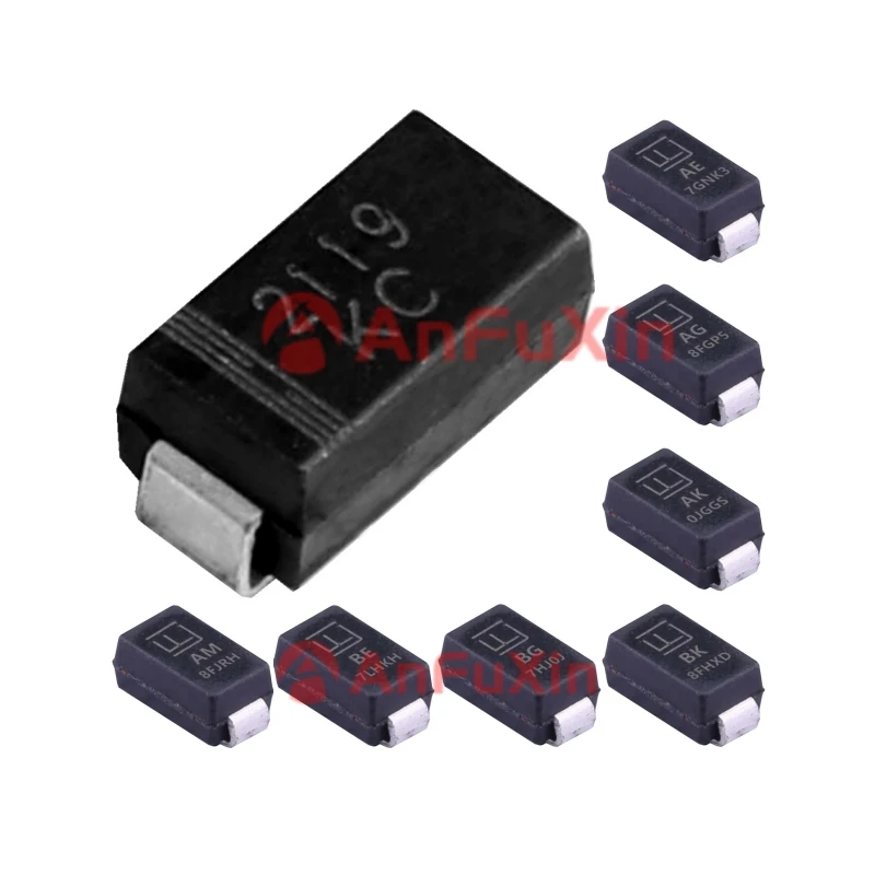 50 Stück SMD TVS Diode Set – SMAJ5.0A Bis SMAJ10CA, 400W, 5A, Für Schutzanwendungen, Auswahl SMAJ7.0CA