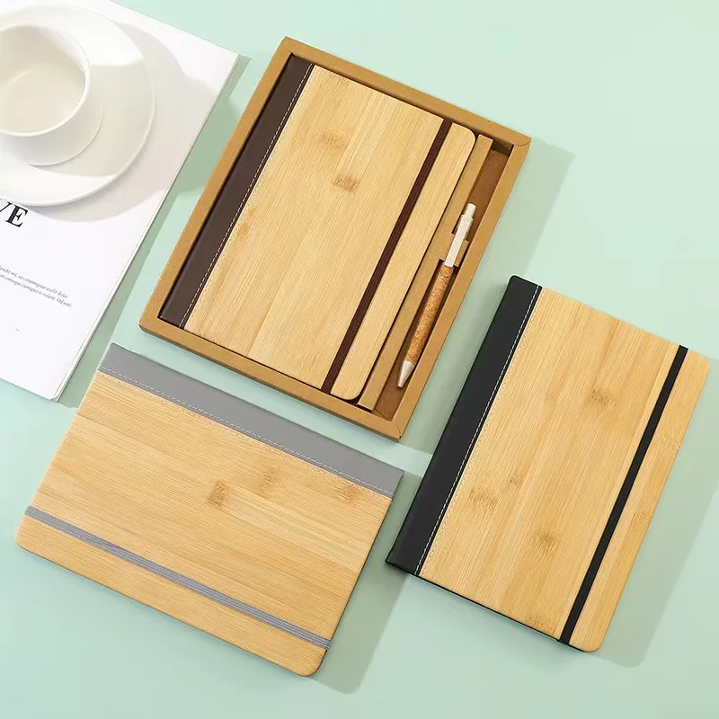 Creative bamboo  notebook A5 cork mosaic binding  business notebook office set custom logo eco-friendly notebook preview 5