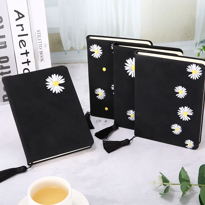 Chinese Style Embroidery Daisy Flower Notepad Creative Tassel Bookmark Student Diary Notebook