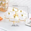 Porte-assiettes transparent en forme de coeur à 5 compartiments avec perles dorées