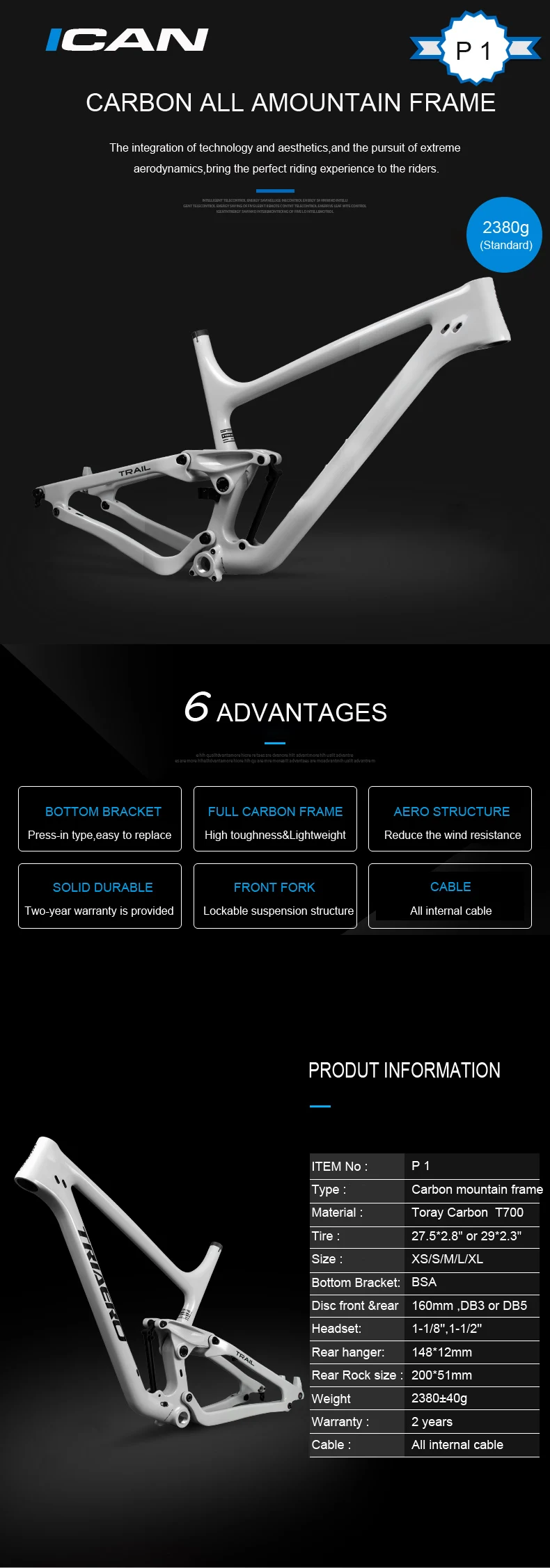 650b+ P1 Carbon Mountain Bike Frame Full Suspension Mtb Frames 27.5er