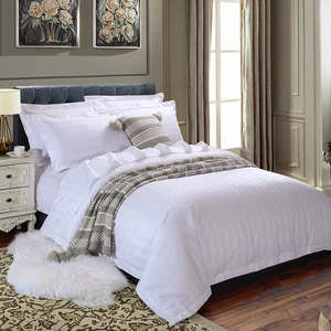 Wholesale Hotel Collection Satin Cotton Bedding 3cm Stripe Duvet Covers Woven Fitted/Flat Bed Sheets Available King Queen Hotels
