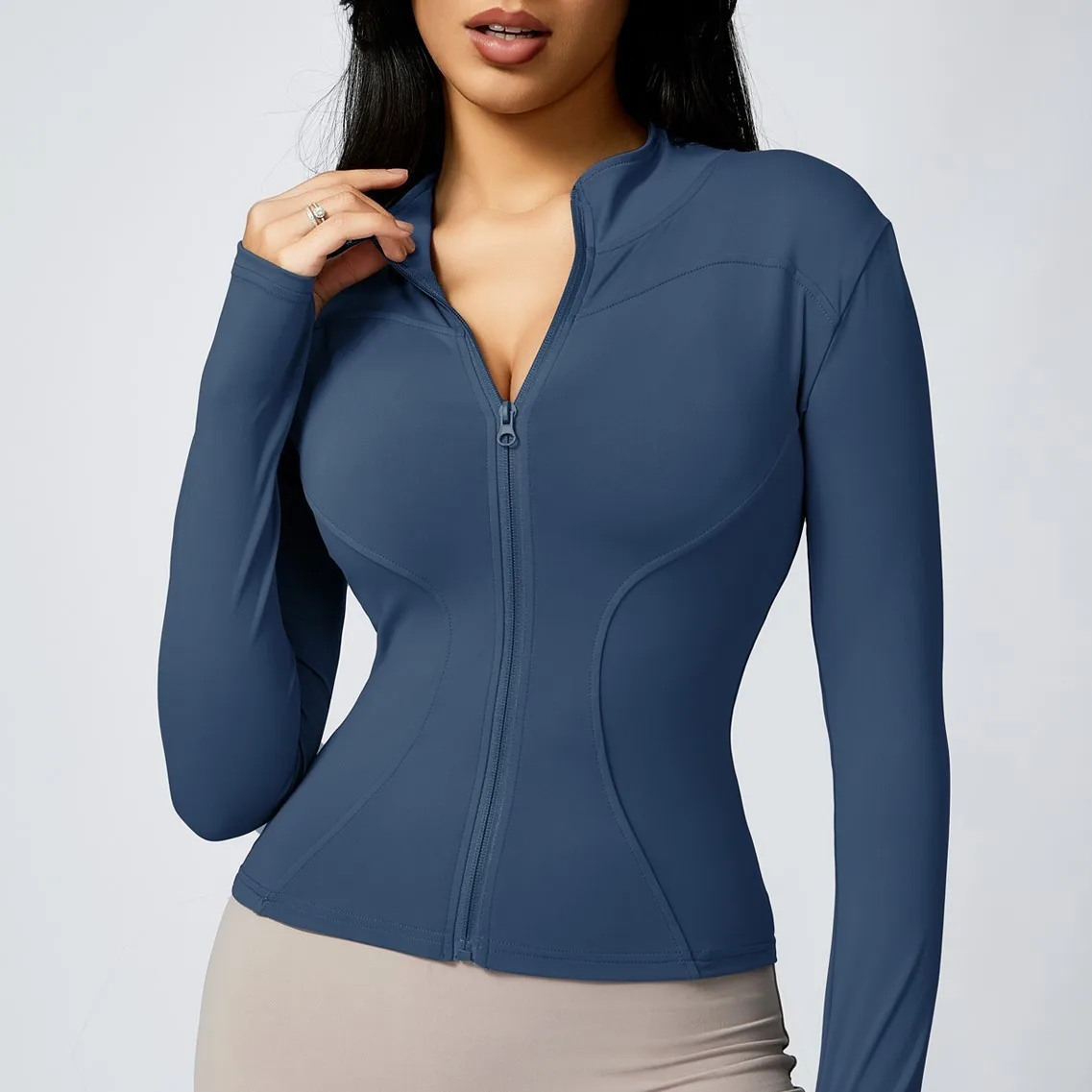 Sports Jacket Seam Zipper Long Sleeve Breathable Quick Dry Yoga Top Suitable for Running preview