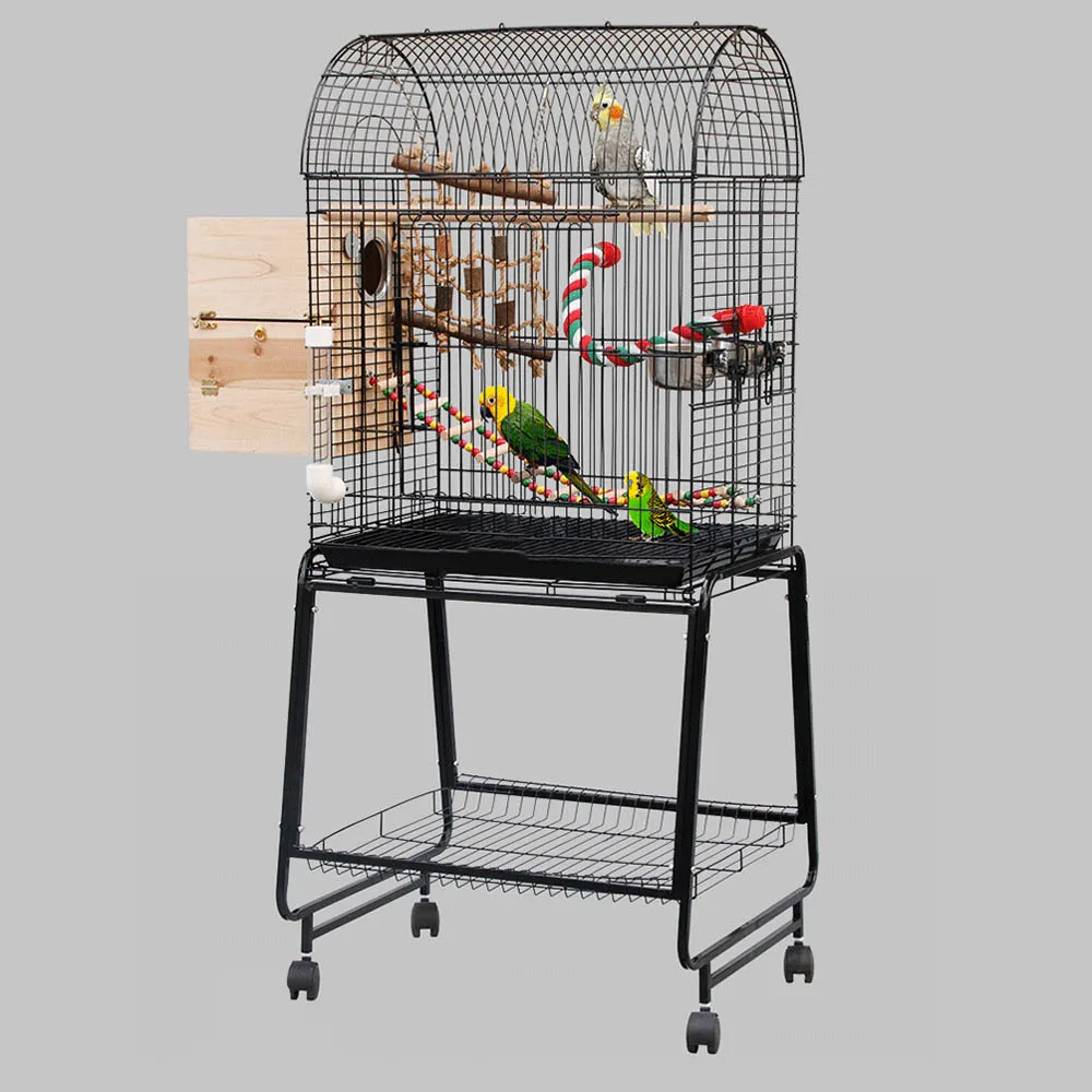 steel wire bird cage in black & white