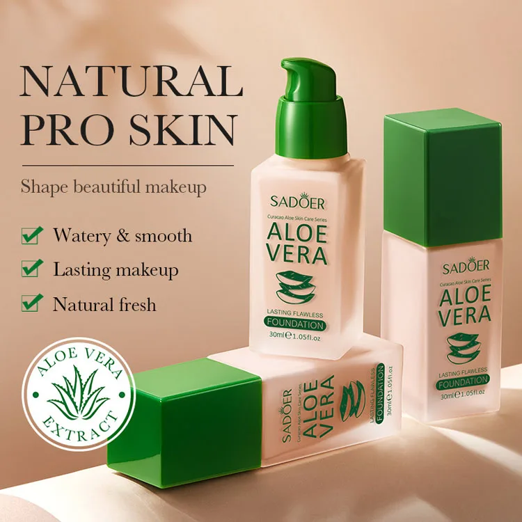 Hot Selling Aloe Vera Natural Makeup Long Lasting Whitening Concealer  Brightening Pore Removal Liquid Foundation Cream