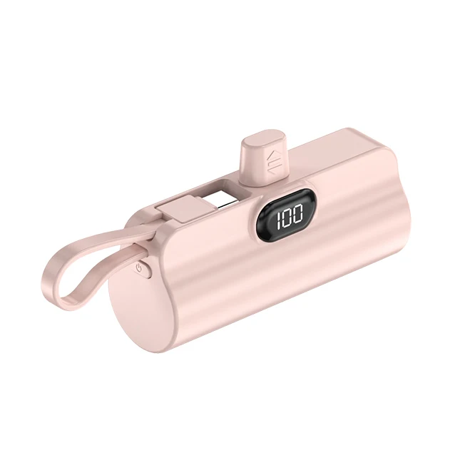 2023 MX197 Mini Smart Led Power Display Portable 3000mah 5000mah with Built in Charging Plug Cable and Handle Capsule Power Bank