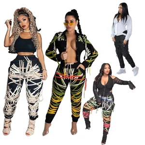 2025 Fashion Lace up Bandage Pants Long Women Trousers High Street Wearing Bottoms