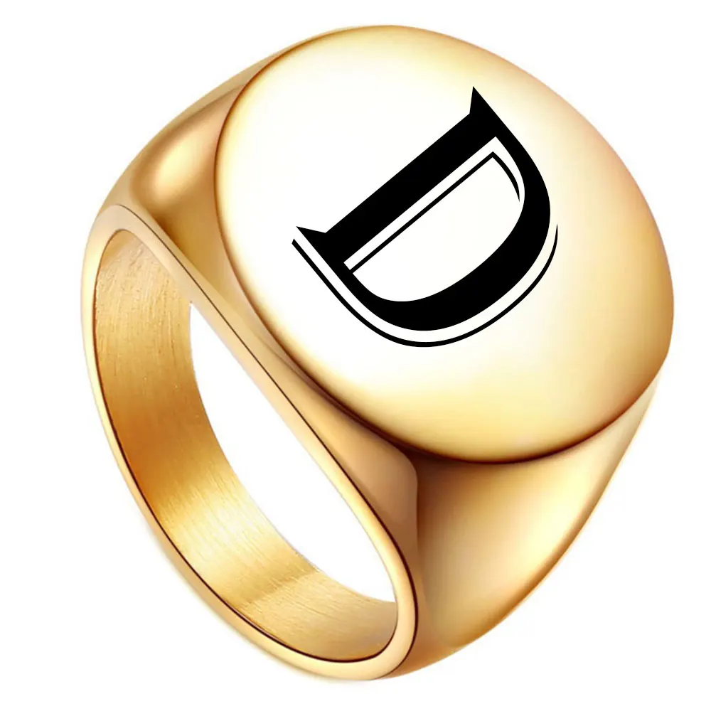 retro initials signet ring for men 22mm bulky heavy stamp male