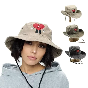 Factory Custom Embroidered Wide Brim Washed Cotton Safari Bad Men