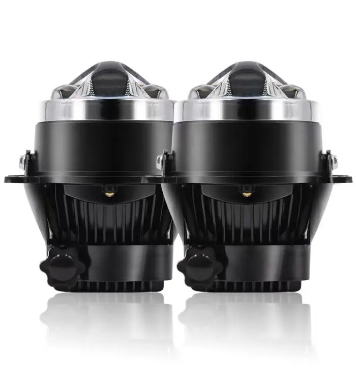 3 Inch Bi Led Laser Projector Lens Led Fog Lamps Waterproof 3 Colors 50W High Beam Low Beam LED Foggy Driving Light