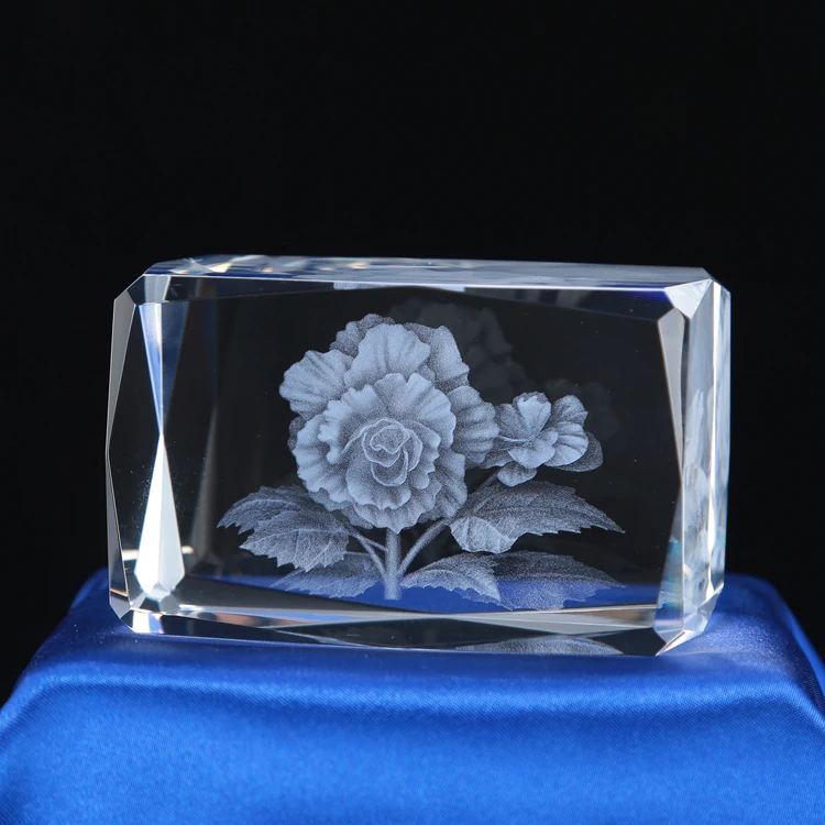 Hot Product Mooie Bloemen Type 3d Laser Gegraveerde Kristal Pioenroos