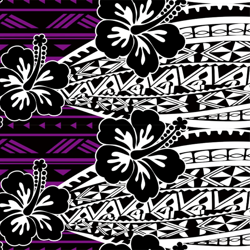 Pacific Islander 100 Polyester Fabric Tribal Samoan Floral Pattern For