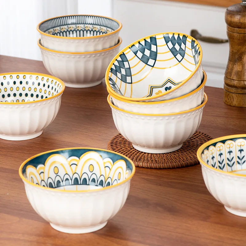 Factory Direct Sales Porcelain Bowls Set of 1/2/4/6pcs Ceramic Tableware 4.5 "bowl Salad Bowl Dinnerware Set for Gift