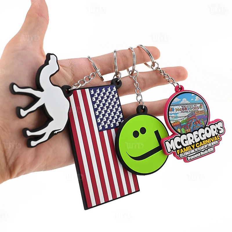 Custom Fashion Silicone PVC Promotional Business Gift Keychain, Personalized Logo Print, Custom Size, Luxury Giveaway Choice