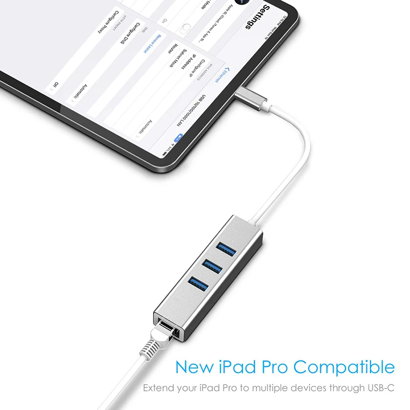 USB C HUB USB 3.0 RJ45 Type C to Network Ethernet Card 4 in 1 HUB for Windows 10 Box 3 Android TV USB Lan