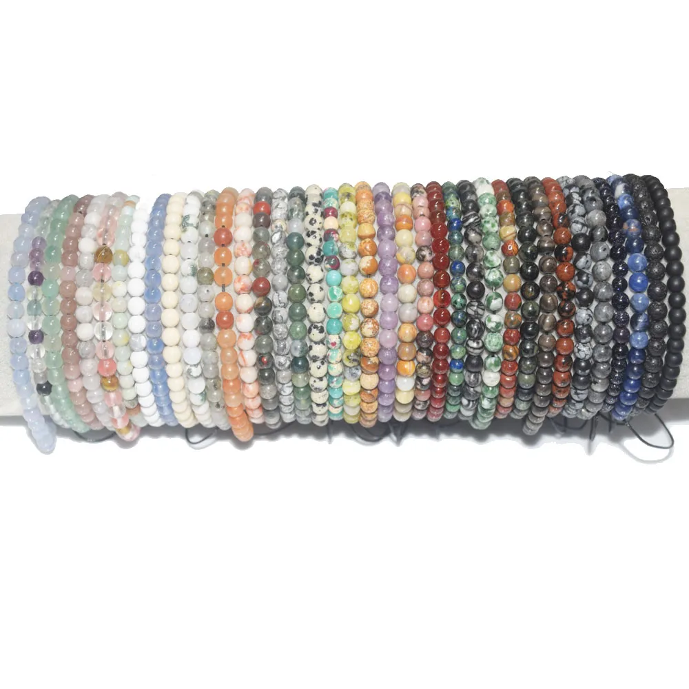 Bracelet Réglable Fait Main En Pierres Précieuses Naturelles 8 Mm - Perles Multicolores Sans Nickel