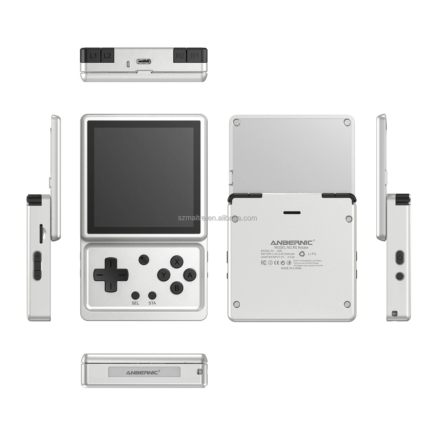 Anbernic RG Rotate Aurora Silver Handheld Game Console Aluminium