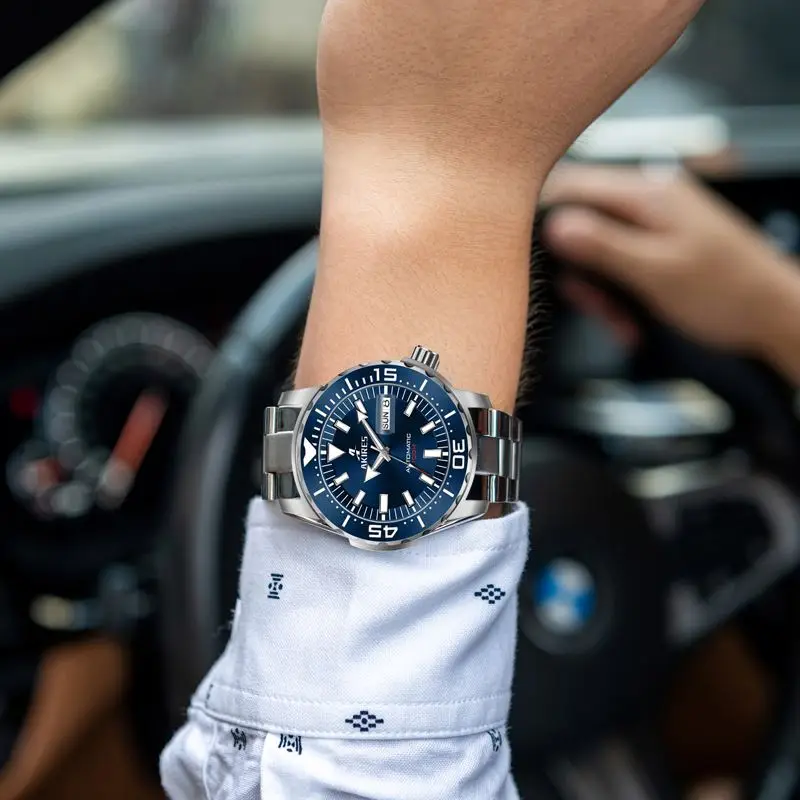 Tungsten Case Chronograph Original for Price Hand Men Golden Color Automatic Mechanical Core Watch
