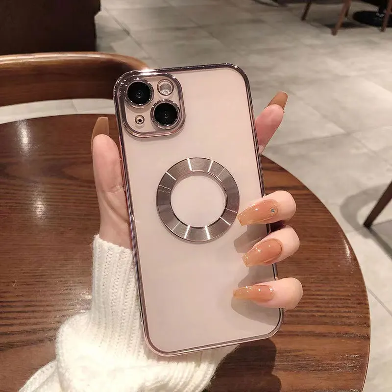 Laudtec Luxury With Camera Protector Logo Hole Case for iPhone 15 14 Plus Pro Max Transparent Slim Silicone Shockproof Cover details