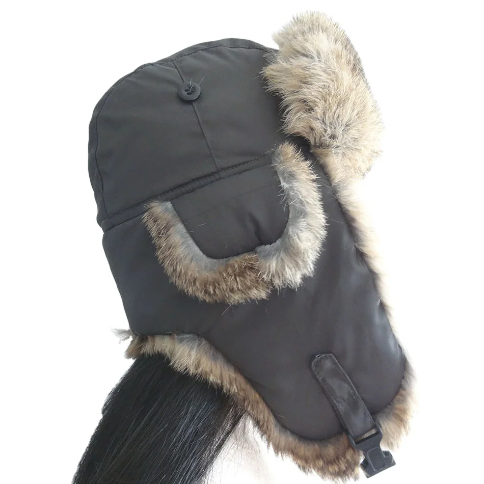 real rabbit fur trapper hat