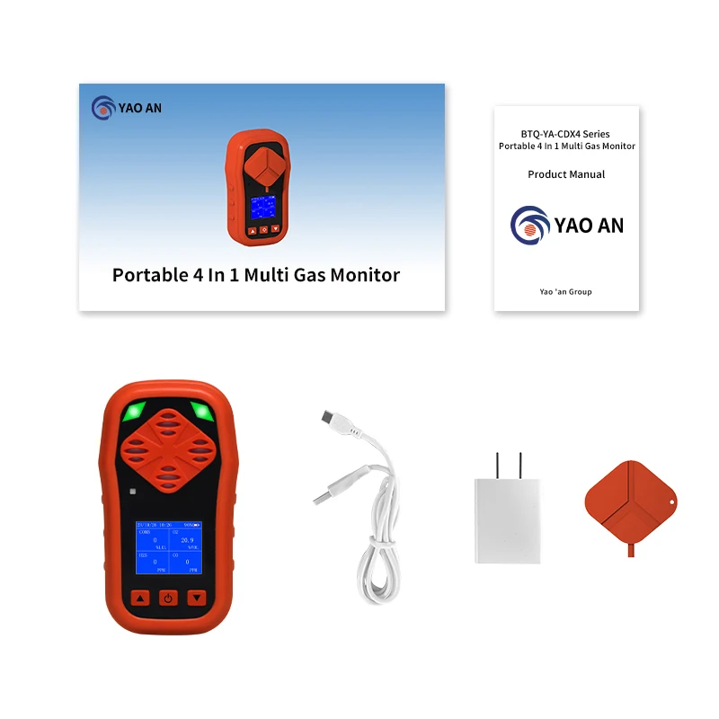 Безопасность 4 в 1 мульти детектор газа портативный CO O2 H2S CH4 детекторы утечки