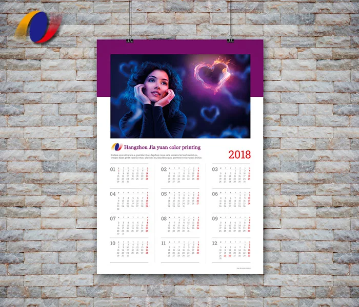 2025 OEM Landscape Wall Calendar Monthly Tear off Design in Variety Paper Types Cardboard Kraft Offset Art Coated Fancy Papers