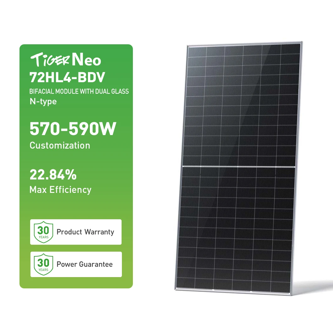 Jinko Tiger Neo N Type Dual Glass Solar Panels - 570W-590W