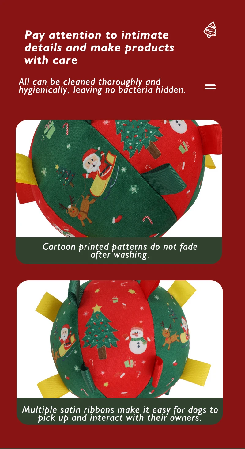 New Christmas Dog Toy Ball Grinding Self Pleasure Reliever Plush Interactive Gnawer Pet Interactive Puzzle Toy supplier