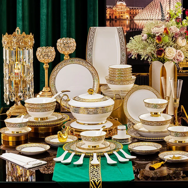 Imported Dinner Set Bone China Luxurious 60-Piece New Bone China