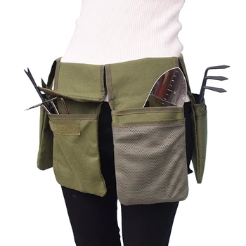 Adjustable Garden Tool Belt With 4 Pockets Cotton Work Pouch Multi-purpose Garden Waist Bag Canvas Tool Belt