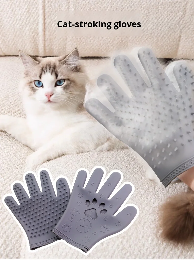 New Pure Silicone Pet Hair Removal Gloves Thickened Hair Remover Easy to Clean Cat Dog Grooming Tool for Pet Cleaning & Bathing details