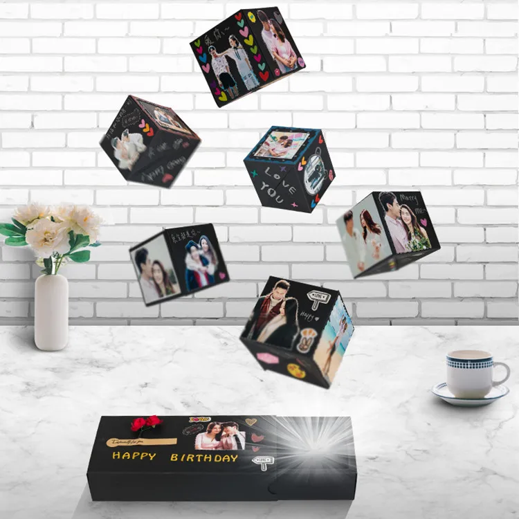 DIY Party Paper Explosion Surprise Jumping Cubes Photo Album Creative Gift Bounce Box
