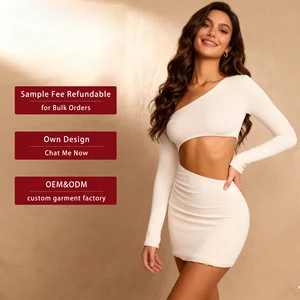 Solid Color Slanted Shoulder Backless and Navel Summer Dress for Women