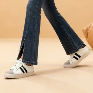 Comfortable Leather Light Weight Summer Spring Women's Rubber Sole Sock Sneakers Hard-wearing Shoes