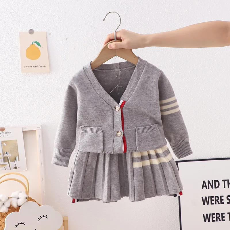 Mud Kingdom Toddler Girls Knitted Sweater Outfits For Girl Button Down Cardigan Pleated Skirt Cherry Embroidery Pink 3 Years - View #6