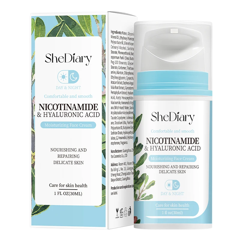 SheDiary, etiqueta privada, ácido hialurónico, nicotinamida, iluminador, antienvejecimiento, antipecas, blanqueamiento, crema para el cuidado de la piel facial nocturna