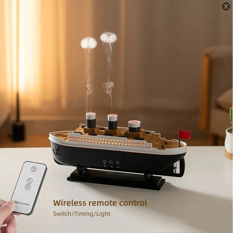 250Ml Remote Control Ultrasonic Air Humidifiers 7colorful Night Light  Smoke Ring Spray Humidifier Aromatherapy Diffuser Machine