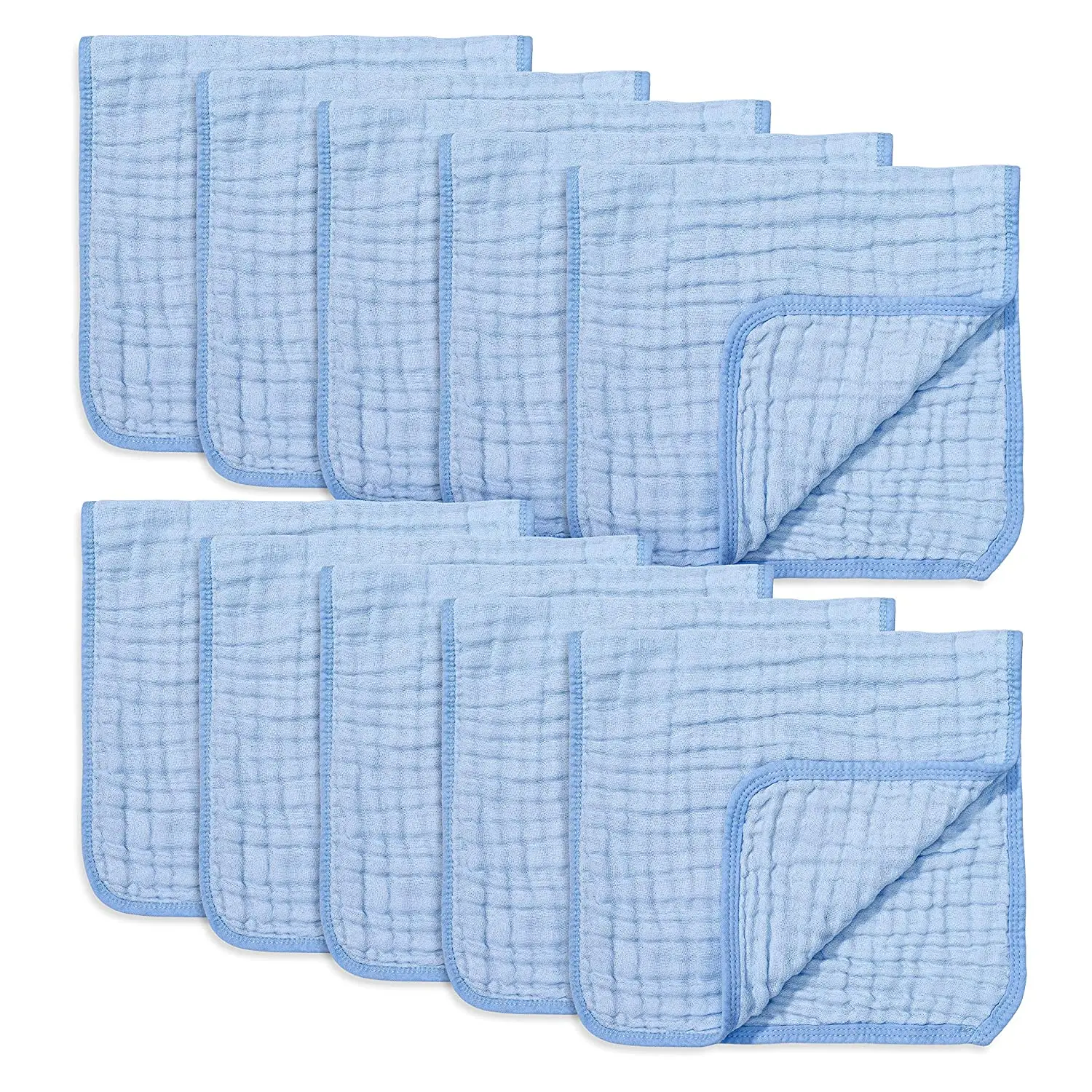 Muslin Burp Cloths 4 Pack Large 20 by 10 100% Cotton 6 Layers Extra Absorbent and Soft