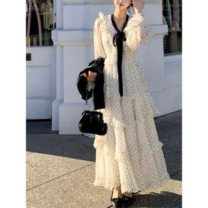New Design High Quality Fashion  Women's Lady Elegant Long Sleeve Dress