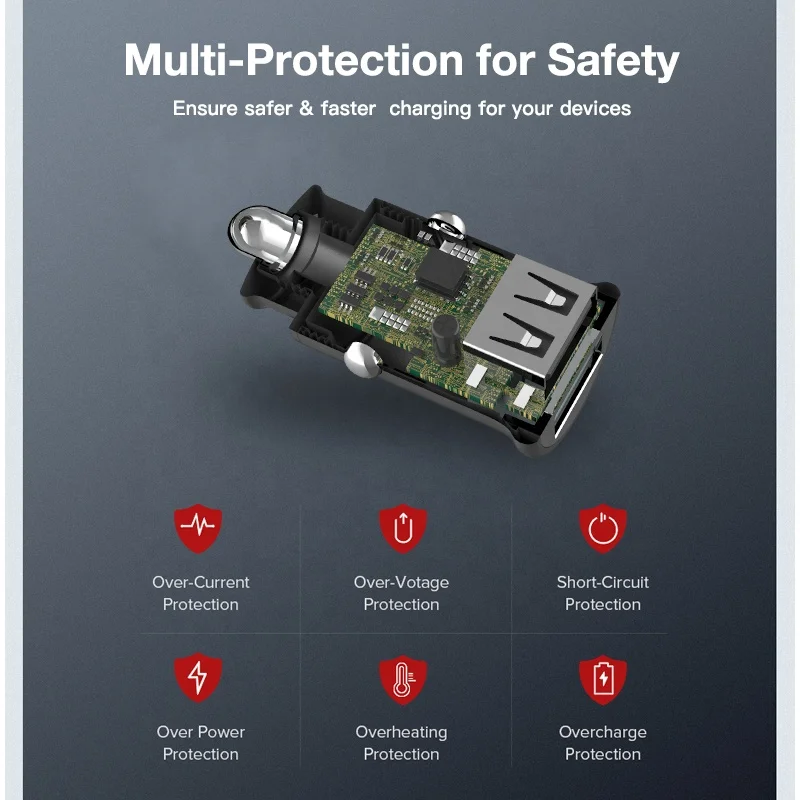 
 Автомобильное зарядное устройство MOXOM с USB-портом и поддержкой быстрой зарядки, 4,8 А  