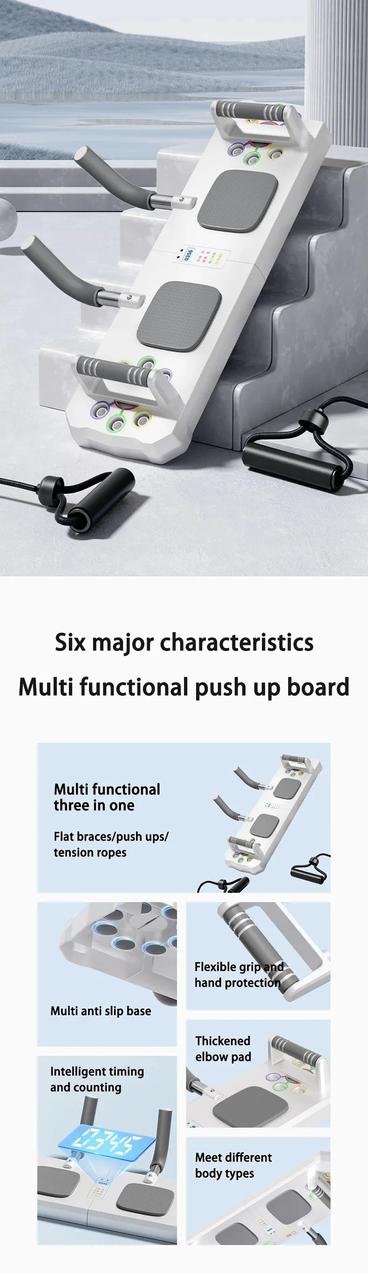 Bärbar smart multifunktionsträningsbräda Muscle Max armhävningsbräda för sport och underhållning