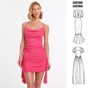 clothing manufacturer Women'S Dresses Simple Office Pink Ruffle Mesh Mini Dress New Arrivals 2024 Summer Wedding Prom Womens