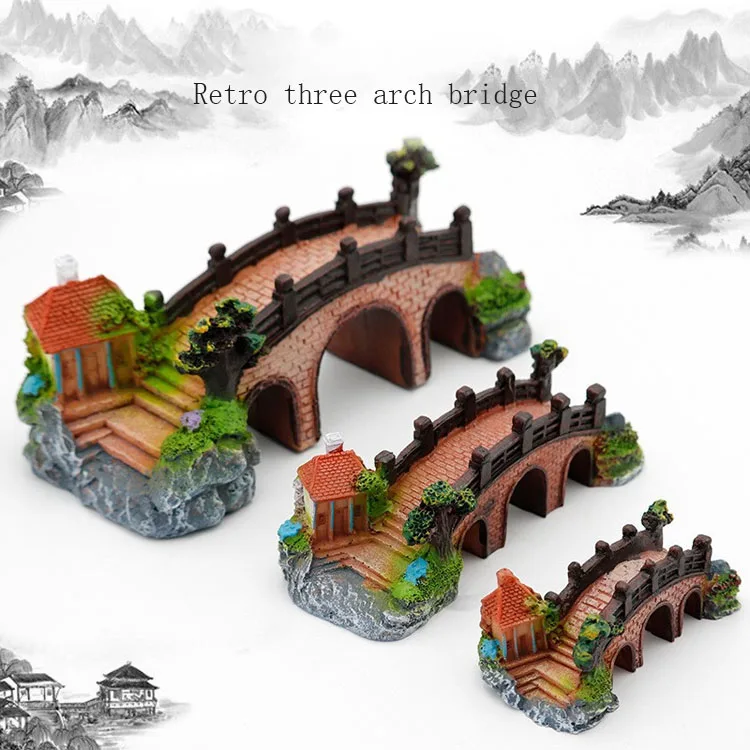 CIYODO Miniature Bridge Model Vintage Style For Aquarium And